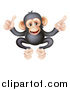 Vector Illustration of a Cartoon Black and Tan Happy Baby Chimpanzee Monkey Giving a Thumb up and Pointing by AtStockIllustration