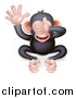 Vector Illustration of a Cartoon Black and Tan See No Evil Wise Monkey Covering His Eyes by AtStockIllustration