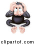 Vector Illustration of a Cartoon Black Hear No Evil Wise Monkey Covering His Ears by AtStockIllustration