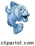 Vector Illustration of a Cartoon Blue Fish Gesturing to Follow by AtStockIllustration