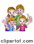 Vector Illustration of a Cartoon Caucasian Brother and Sister with Their Mom and Dad by AtStockIllustration