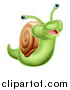 Vector Illustration of a Cartoon Cheerful Green Snail by AtStockIllustration