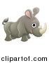 Vector Illustration of a Cartoon Cute African Safari Rhinoceros by AtStockIllustration