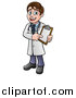 Vector Illustration of a Cartoon Friendly Brunette White Male Doctor Holding a Chart by AtStockIllustration