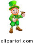 Vector Illustration of a Cartoon Friendly St Patricks Day Leprechaun Smoking a Pipe and Giving a Thumb up by AtStockIllustration