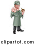 Vector Illustration of a Cartoon Full Length Sherlock Holmes Victorian Detective Holding a Pipe and Pointing Outwards by AtStockIllustration
