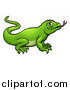 Vector Illustration of a Cartoon Green Komodo Dragon Lizard by AtStockIllustration