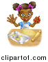 Vector Illustration of a Cartoon Happy Black Girl Holding a Cutter and Making Star Cookies by AtStockIllustration