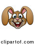 Vector Illustration of a Cartoon Happy Brown Easter Bunny Rabbit Face by AtStockIllustration