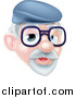 Vector Illustration of a Cartoon Happy Caucasian Senior Citizen Man Wearing Glasses and a Hat by AtStockIllustration