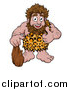 Vector Illustration of a Cartoon Happy Caveman Holding a Club and Giving a Thumb up by AtStockIllustration