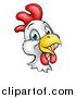 Vector Illustration of a Cartoon Happy Chicken Face by AtStockIllustration