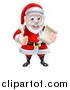 Vector Illustration of a Cartoon Happy Christmas Santa Claus Holding a Parchment Scroll and Giving a Thumb up by AtStockIllustration