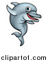 Vector Illustration of a Cartoon Happy Cute Dolphin by AtStockIllustration