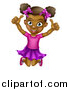 Vector Illustration of a Cartoon Happy Excited Black Girl Jumping and Giving Two Thumbs up by AtStockIllustration