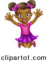 Vector Illustration of a Cartoon Happy Excited Black Girl Jumping by AtStockIllustration