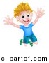 Vector Illustration of a Cartoon Happy Excited White Boy Jumping by AtStockIllustration