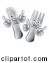 Vector Illustration of a Cartoon Happy Fork and Knife Giving Thumbs up by AtStockIllustration