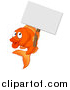 Vector Illustration of a Cartoon Happy Goldfish Holding a Blank Sign by AtStockIllustration