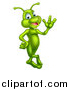 Vector Illustration of a Cartoon Happy Green Alien Waving by AtStockIllustration