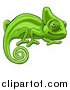 Vector Illustration of a Cartoon Happy Green Chameleon Lizard by AtStockIllustration