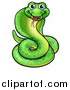 Vector Illustration of a Cartoon Happy Green Cobra Snake by AtStockIllustration
