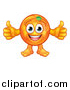 Vector Illustration of a Cartoon Happy Orange Mascot Character Giving Two Thumbs up by AtStockIllustration