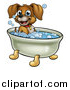 Vector Illustration of a Cartoon Happy Puppy Dog Soaking in a Bubble Bath by AtStockIllustration