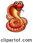 Vector Illustration of a Cartoon Happy Red Cobra Snake by AtStockIllustration