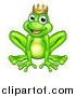 Vector Illustration of a Cartoon Happy Smiling Green Frog Prince by AtStockIllustration