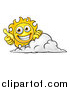 Vector Illustration of a Cartoon Happy Sun Character Holding a Thumb up over a Cloud by AtStockIllustration