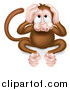 Vector Illustration of a Cartoon Hear No Evil Wise Monkey Covering His Ears by AtStockIllustration