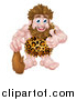 Vector Illustration of a Cartoon Muscular Happy Caveman Standing with a Club and Giving a Thumb up by AtStockIllustration