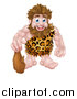 Vector Illustration of a Cartoon Muscular Happy Caveman Standing with a Club by AtStockIllustration