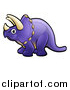 Vector Illustration of a Cartoon Purple Triceratops Dino Facing Left by AtStockIllustration