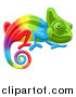 Vector Illustration of a Cartoon Rainbow Chameleon Lizard by AtStockIllustration