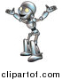 Vector Illustration of a Cartoon Robot Character Welcoming or Shrugging by AtStockIllustration
