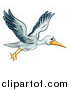 Vector Illustration of a Cartoon Stork Bird in Flight by AtStockIllustration