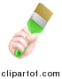 Vector Illustration of a Caucasian Hand Holding a Lime Green Paint Brush by AtStockIllustration