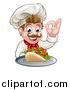 Vector Illustration of a Caucasian Male Chef Holding a Kebab Sandwich on a Tray and Gesturing Okay by AtStockIllustration