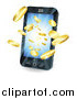 Vector Illustration of a Cell Phone Spitting out Coins by AtStockIllustration