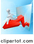 Vector Illustration of a Chart with a Red Arrow and 3d Running Silver Man by AtStockIllustration