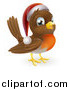 Vector Illustration of a Cheerful Christmas Robin in a Santa Hat by AtStockIllustration