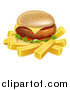 Vector Illustration of a Cheeseburger and French Fries by AtStockIllustration