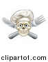 Vector Illustration of a Chef Human Skull over a Crossed Knife and Fork by AtStockIllustration