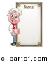 Vector Illustration of a Chef Pig Giving a Thumb up Around a Menu Board by AtStockIllustration