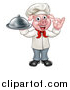 Vector Illustration of a Chef Pig Holding a Cloche and Gesturing Okay by AtStockIllustration