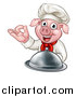 Vector Illustration of a Chef Pig Holding a Cloche and Gesturing Okay by AtStockIllustration