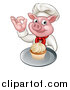 Vector Illustration of a Chef Pig Holding a Cupcake and Gesturing Okay by AtStockIllustration