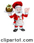 Vector Illustration of a Chef Santa Claus Holding a Christmas Pudding Dessert and Gesturing Perfect by AtStockIllustration